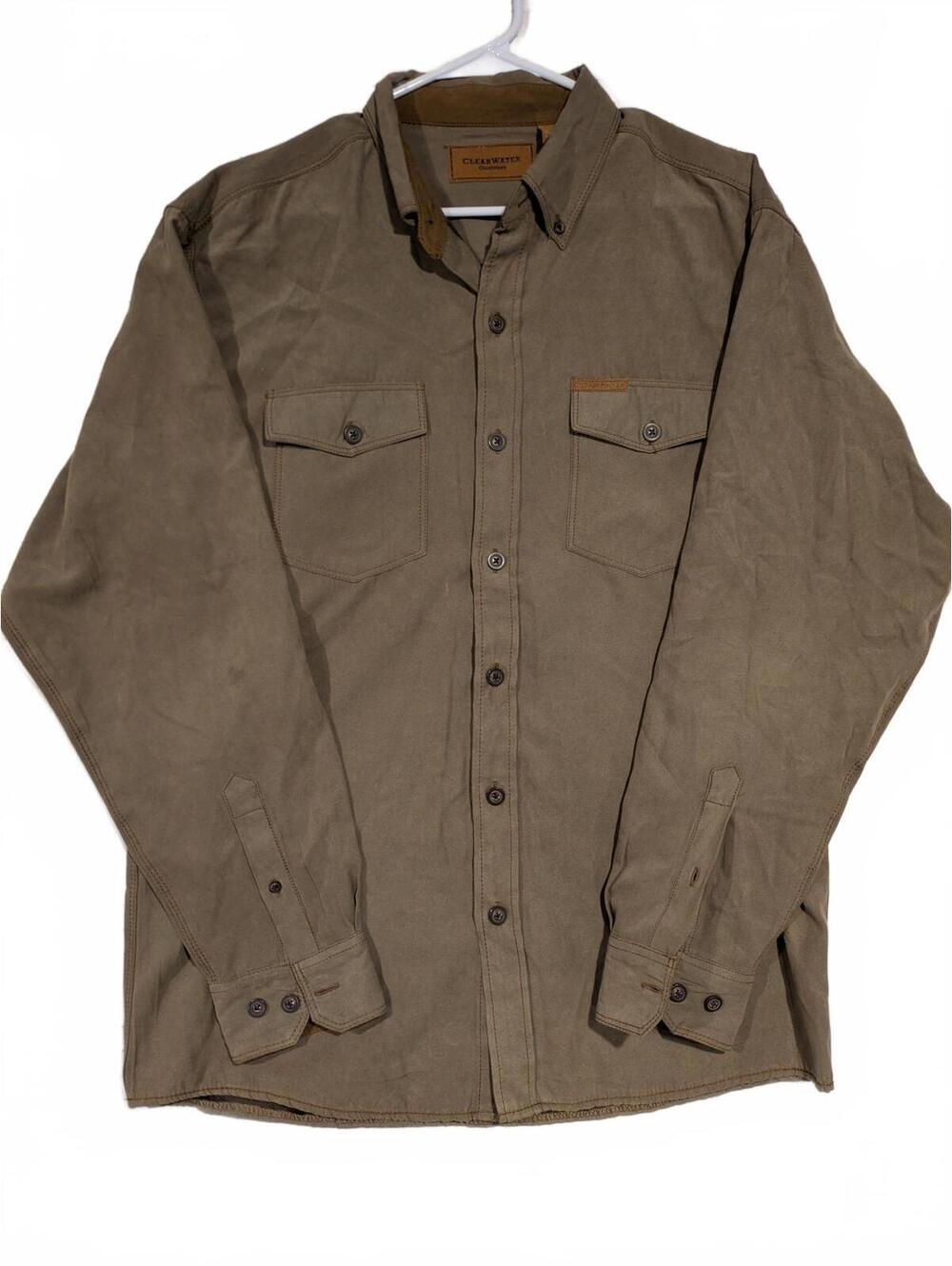 Clearwater Outfitters Tan Button Up Long Sleeve Field Shirt Polyester Mens Med